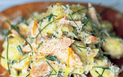 Hot Smoked Trout and New Potato Salad with a Horseradish dressing