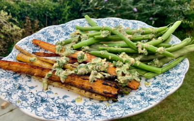 Smoked Heritage Carrot and Green Bean Salad with Parsley and Caper Dressing